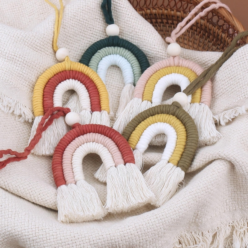 Baby Nursery Hanging Decor - Nordic Handmade Woven Macrame Rainbow Tapestry