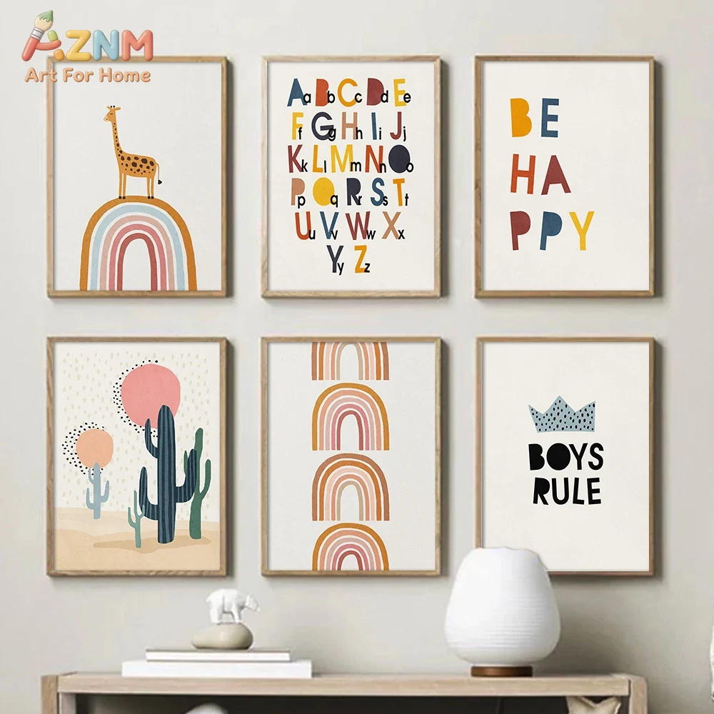 Baby Nursery Posters - Rainbow Alphabet Poster Educational ABC Letter