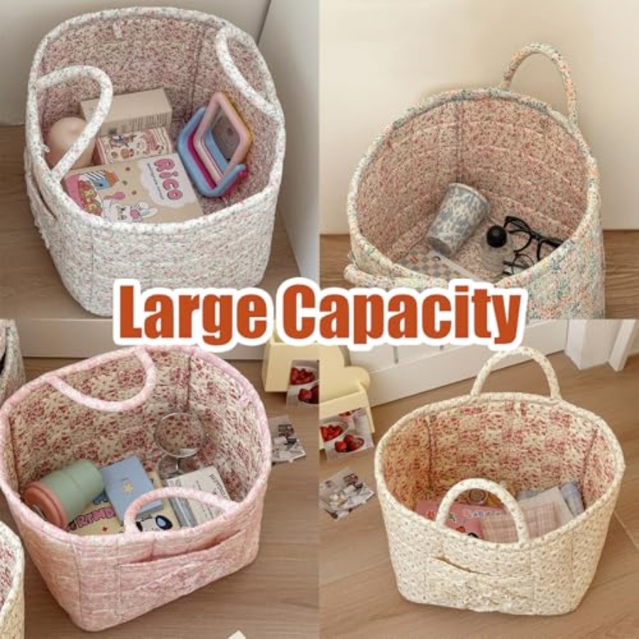 Car Storage Basket, Quilted Fa - Storage Basket Fabric 리뷰 및 가격