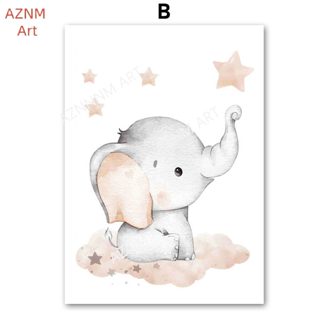 Elephant Balloon Rainbow Moon  - Baby Nursery Posters 리뷰 및 가격