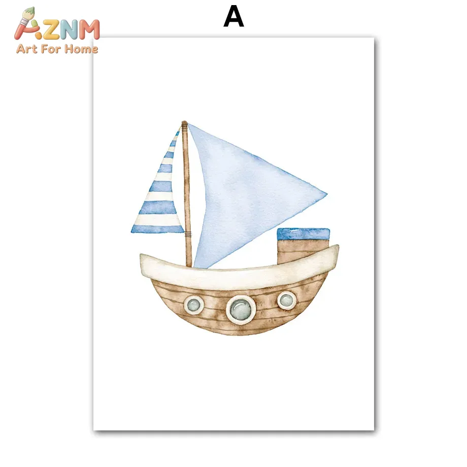 Sailboat Lighthouse Fish Nauti - Baby Nursery Posters 리뷰 및 가격