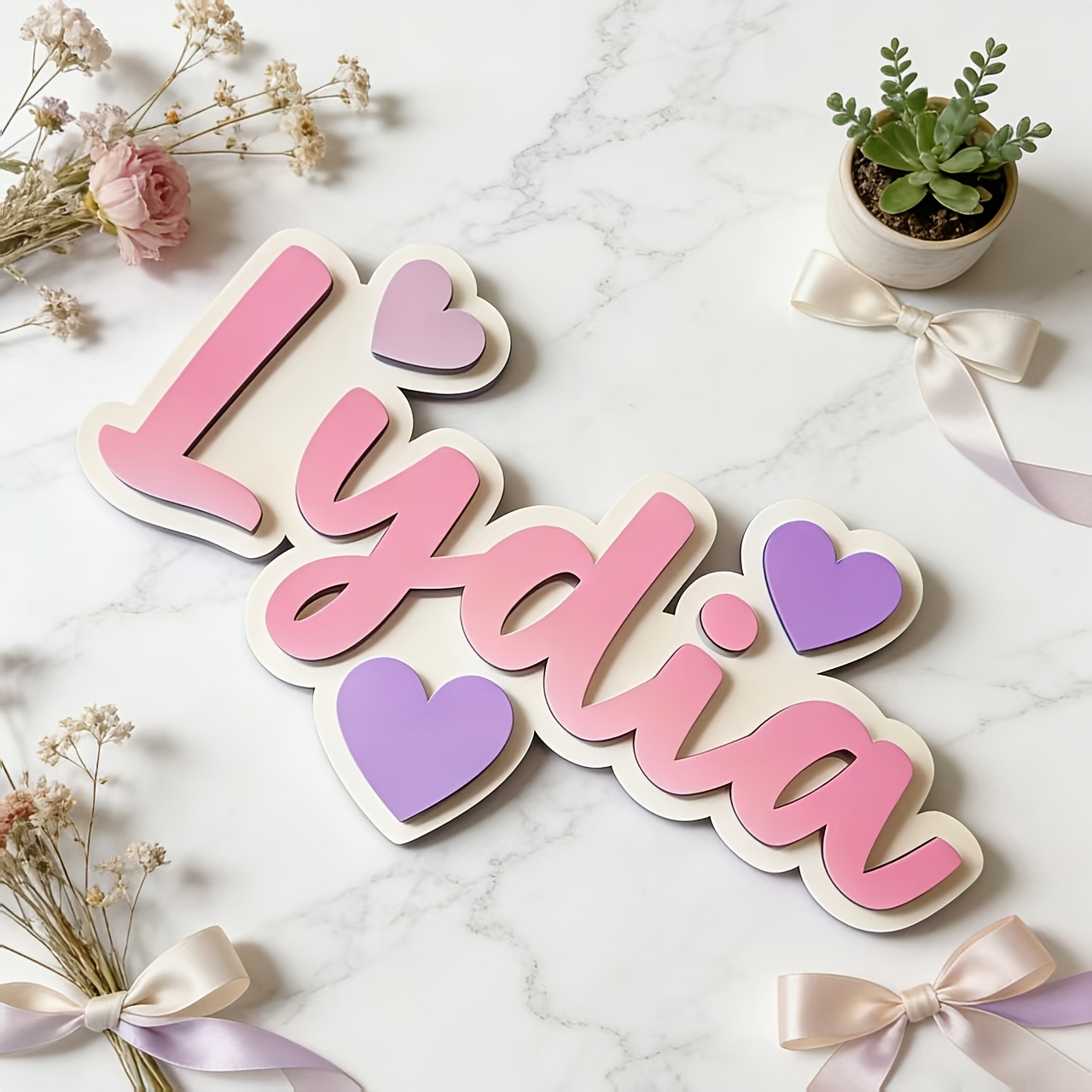 Personalized Gradient Heart Na - Baby Nursery Hanging Decor 리뷰 및 가격