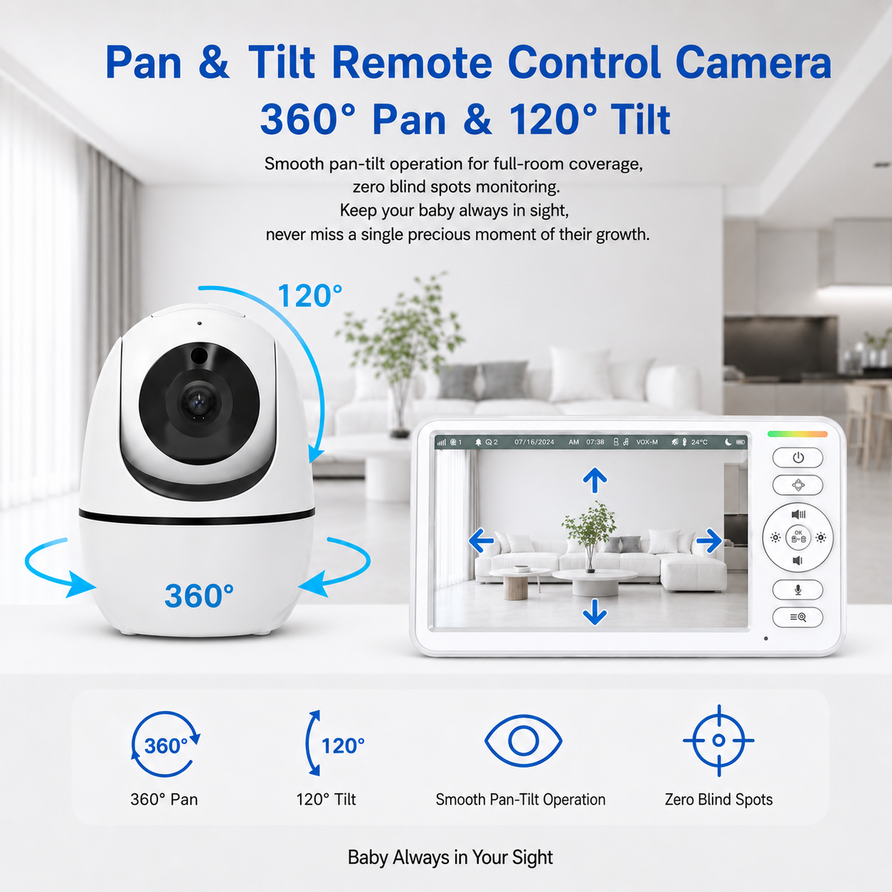 5 Inch Baby Monitor with PTZ C - Wearable Baby Monitor 리뷰 및 가격