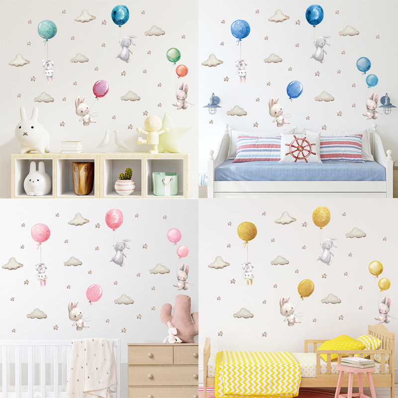 Watercolor Pink Balloon Bunny  - Baby Nursery Accessories 리뷰 및 가격
