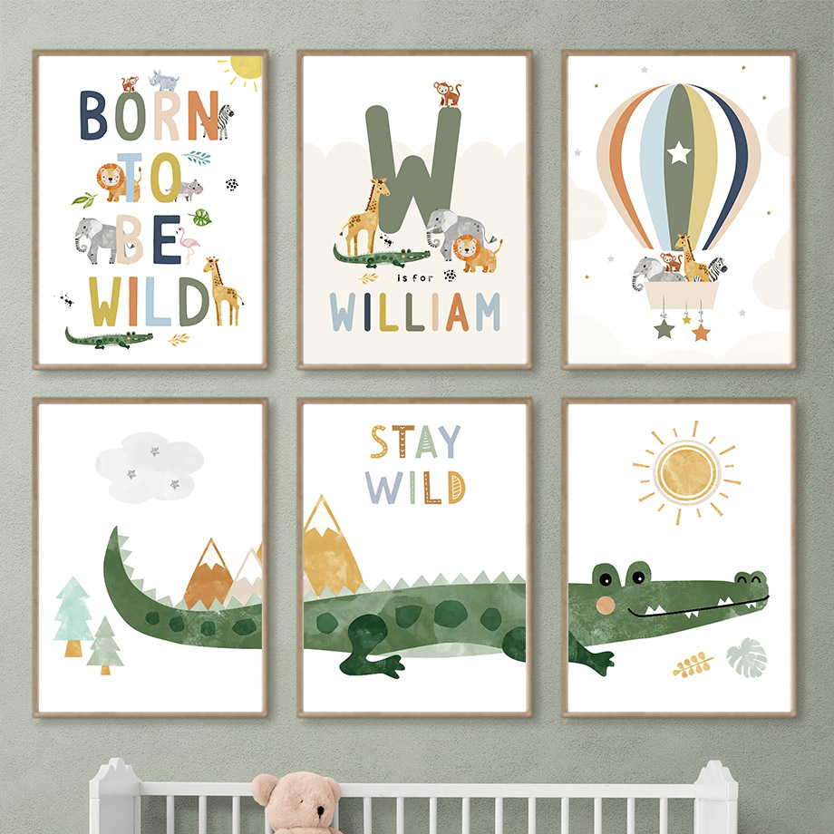 Crocodile Balloon Lion Elephan - Baby Nursery Posters 리뷰 및 가격