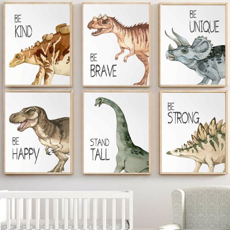 Watercolor Dinosaur Poster Nur - Baby Nursery Posters 리뷰 및 가격