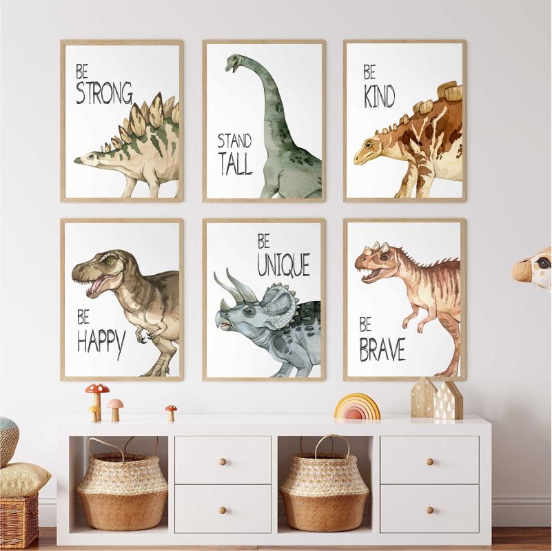 Watercolor Dinosaur Poster Nur - Baby Nursery Posters 리뷰 및 가격