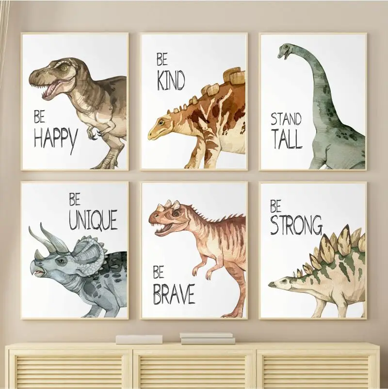 Watercolor Dinosaur Poster Nur - Baby Nursery Posters 리뷰 및 가격