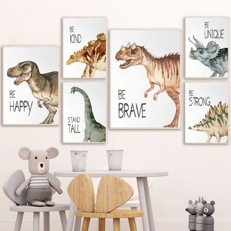 Watercolor Dinosaur Poster Nur - Baby Nursery Posters 리뷰 및 가격
