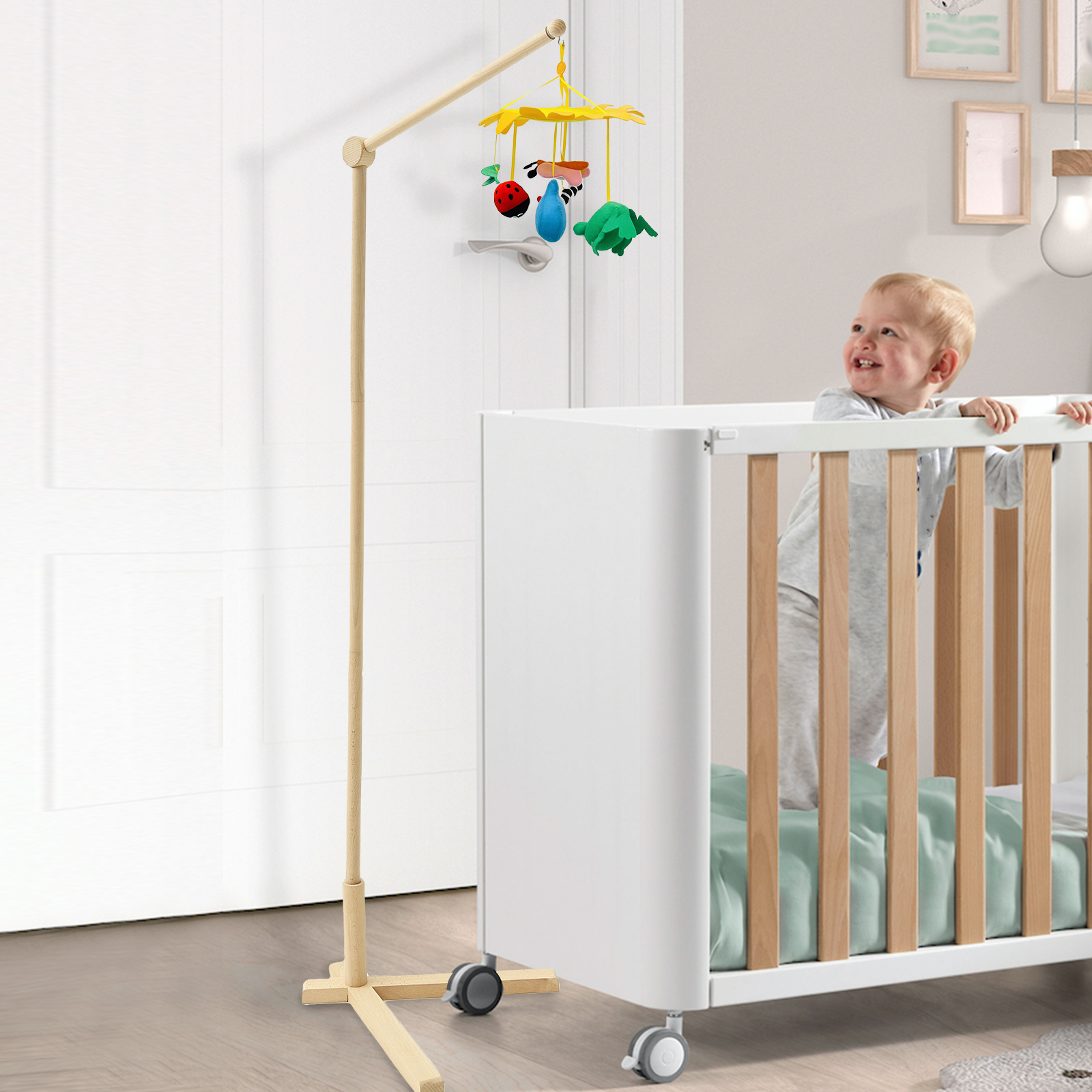 Wood Floor Standing Crib Mobil - Baby Nursery Hanging Decor 리뷰 및 가격