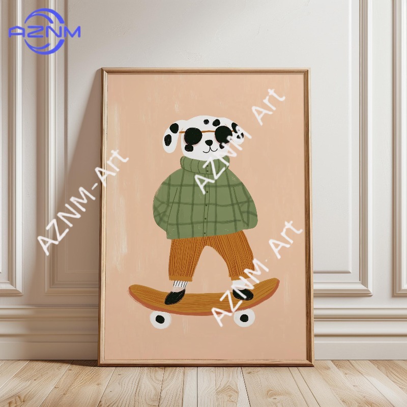 1PC Funny Animal Skateboarding - Baby Nursery Posters 리뷰 및 가격