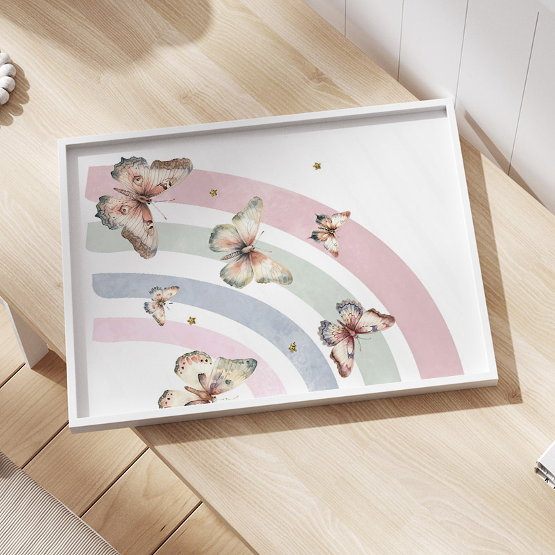 Pink Rainbow Butterfly Custom  - Baby Nursery Posters 리뷰 및 가격