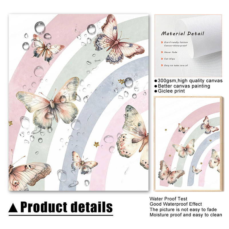 Pink Rainbow Butterfly Custom  - Baby Nursery Posters 리뷰 및 가격